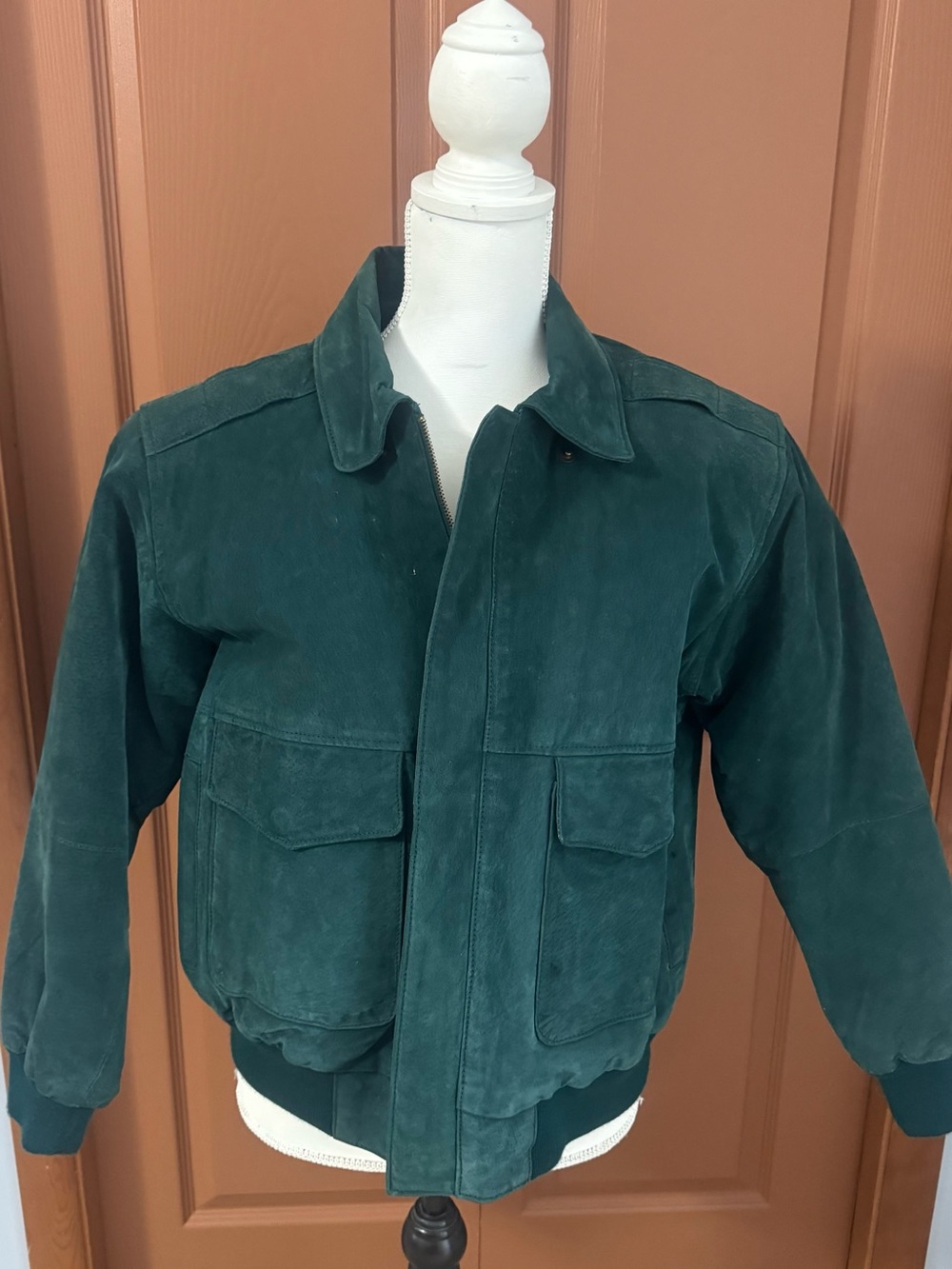 Vintage Women’s Dark Green Suede Bomber Jacket